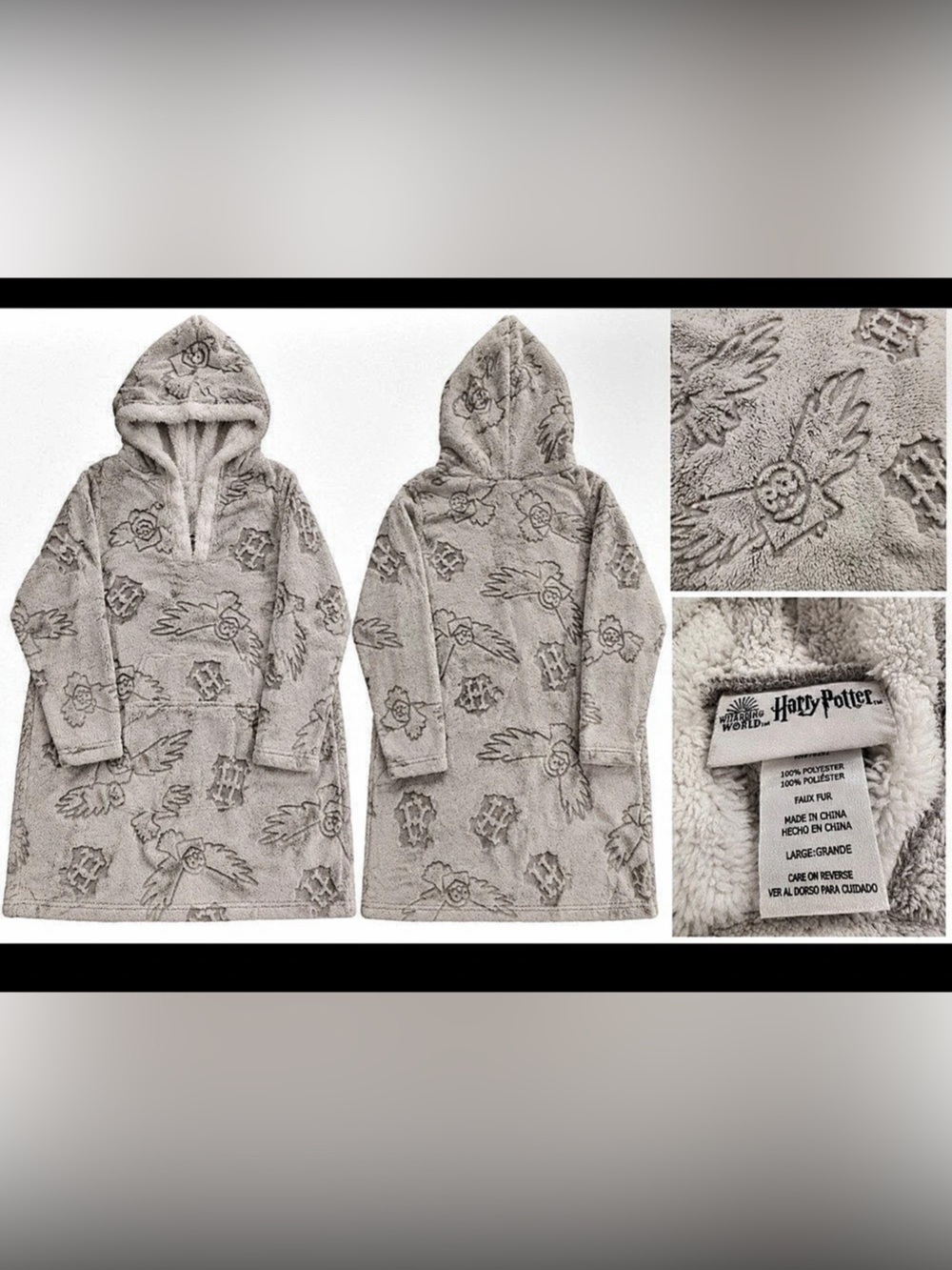 Harry Potter Hedwig and Hogwarts Crest Faux Fur Oversized Hoodie Blanket Hedwig